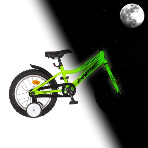 KPC FluoBike Raptor dinós VILÁGÍTÓS 16 neonzöld fluoreszkáló gyermek kerékpár